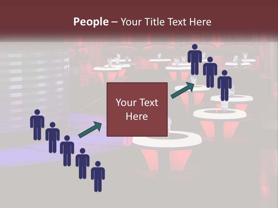 A Restaurant With Tables And Chairs With Red Lighting PowerPoint Template