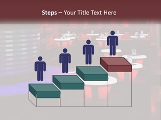 A Restaurant With Tables And Chairs With Red Lighting PowerPoint Template