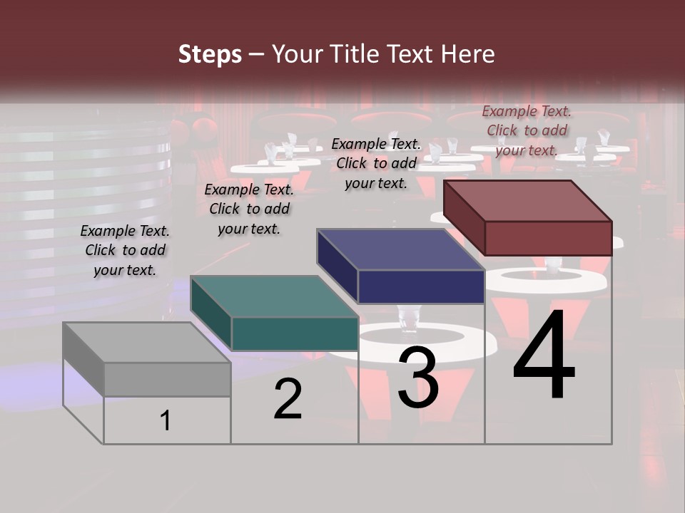 A Restaurant With Tables And Chairs With Red Lighting PowerPoint Template