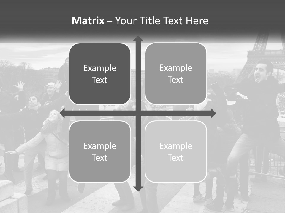 A Group Of People Standing In Front Of The Eiffel Tower PowerPoint Template