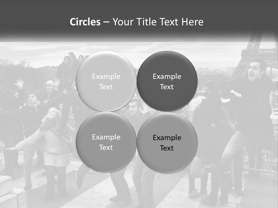 A Group Of People Standing In Front Of The Eiffel Tower PowerPoint Template