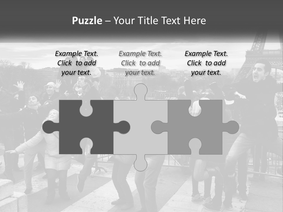 A Group Of People Standing In Front Of The Eiffel Tower PowerPoint Template