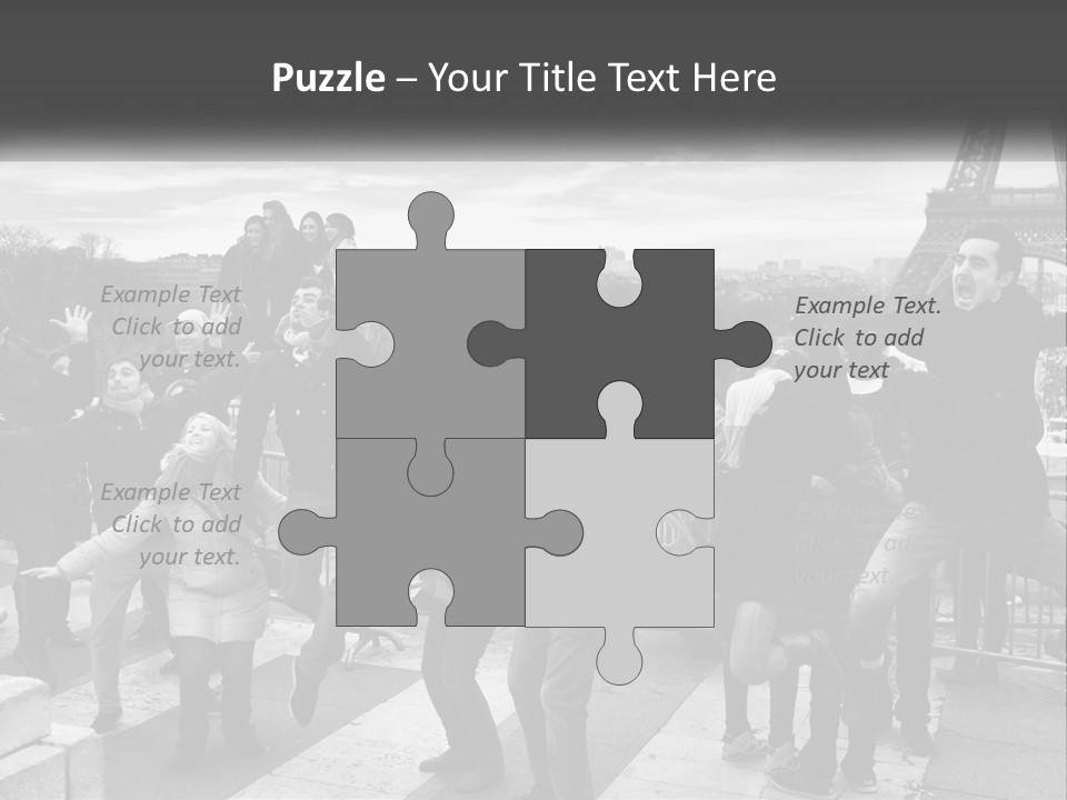 A Group Of People Standing In Front Of The Eiffel Tower PowerPoint Template