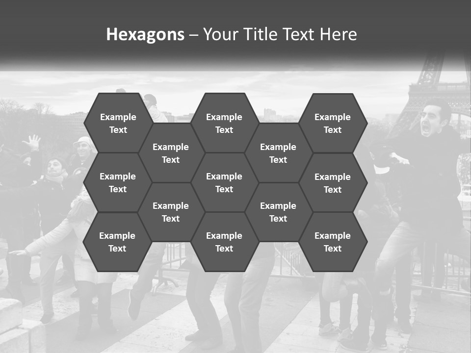 A Group Of People Standing In Front Of The Eiffel Tower PowerPoint Template