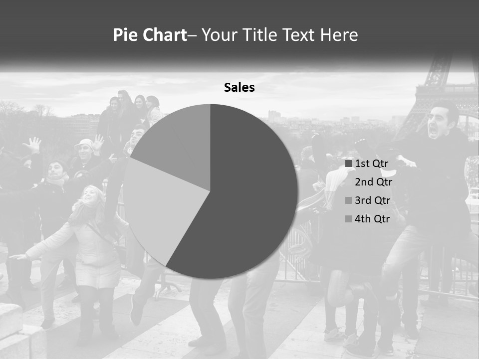 A Group Of People Standing In Front Of The Eiffel Tower PowerPoint Template