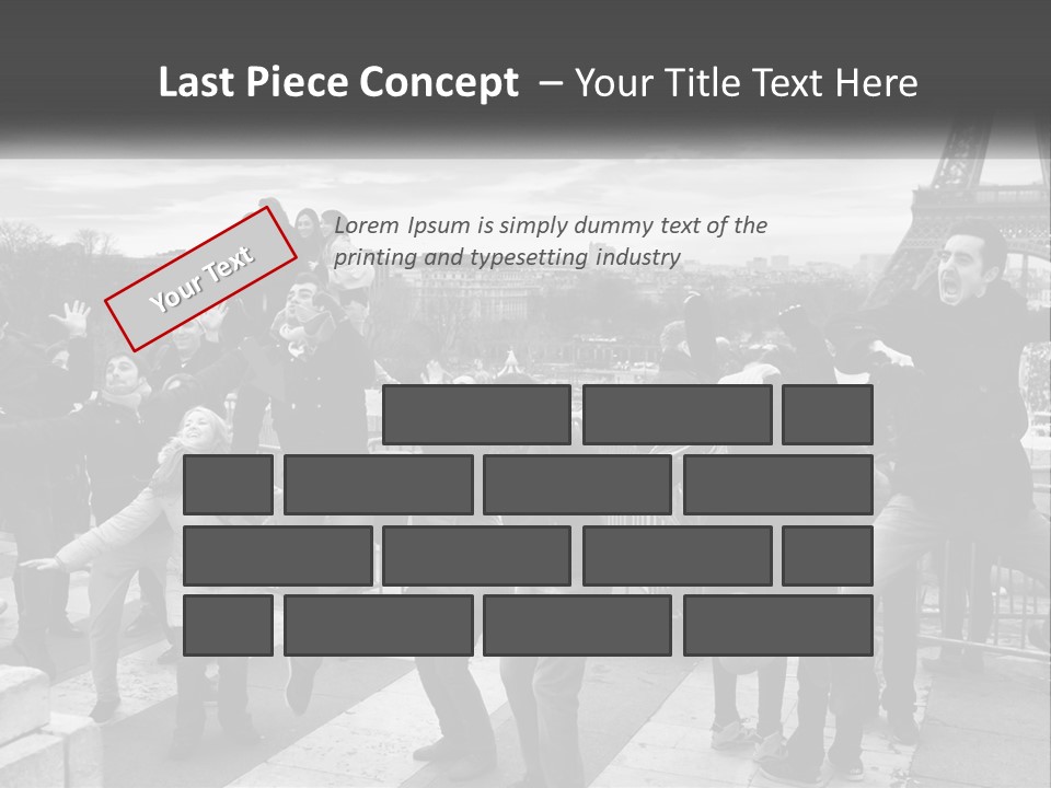 A Group Of People Standing In Front Of The Eiffel Tower PowerPoint Template