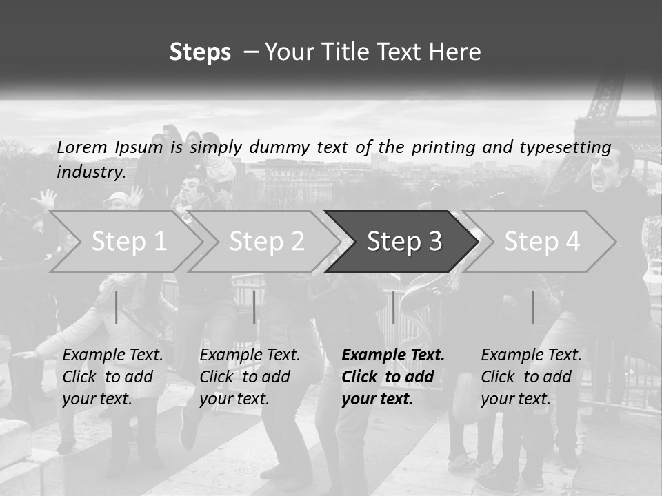 A Group Of People Standing In Front Of The Eiffel Tower PowerPoint Template