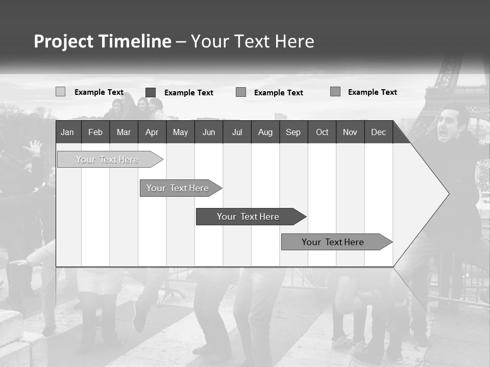 A Group Of People Standing In Front Of The Eiffel Tower PowerPoint Template
