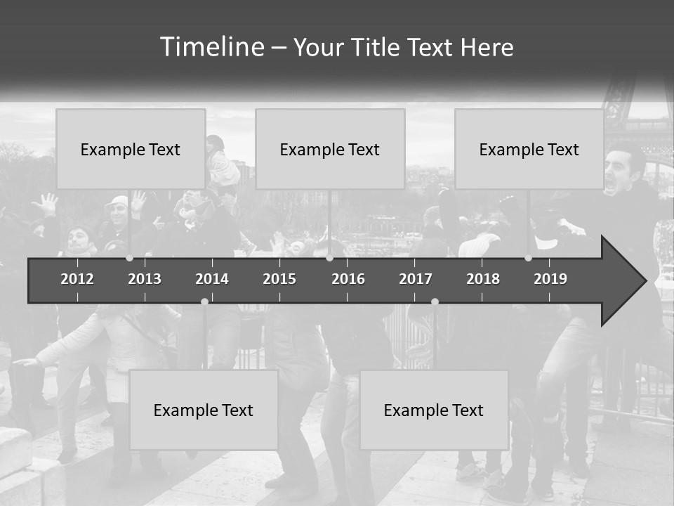 A Group Of People Standing In Front Of The Eiffel Tower PowerPoint Template