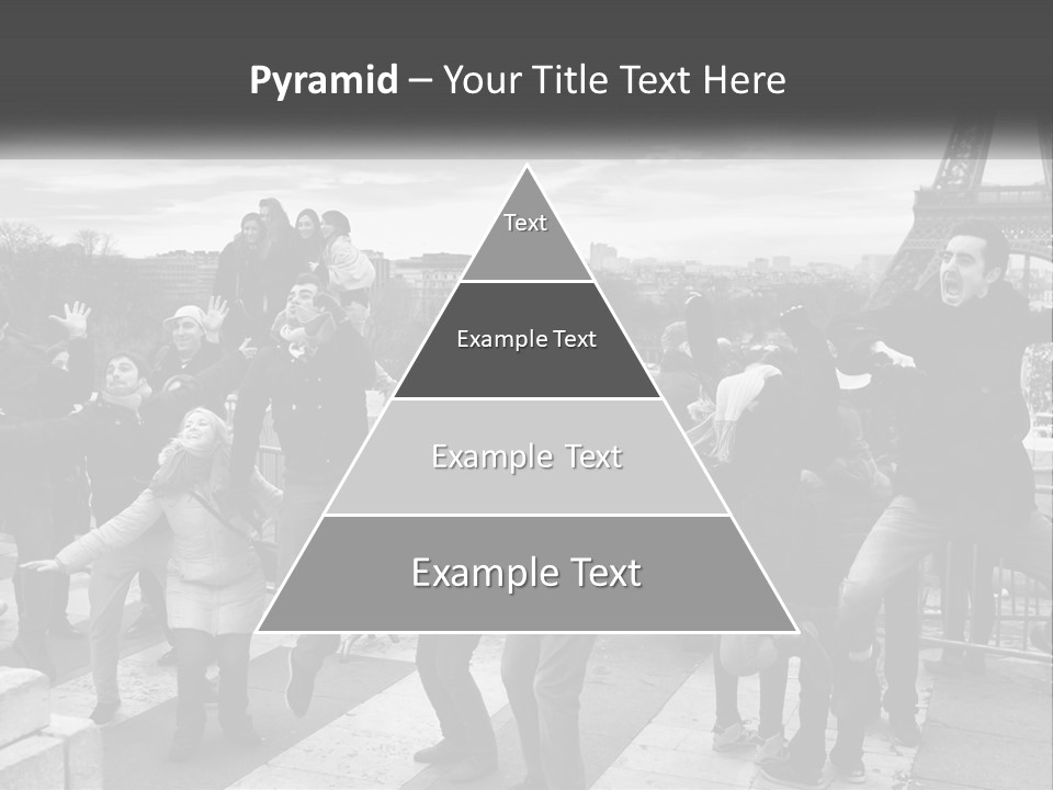 A Group Of People Standing In Front Of The Eiffel Tower PowerPoint Template