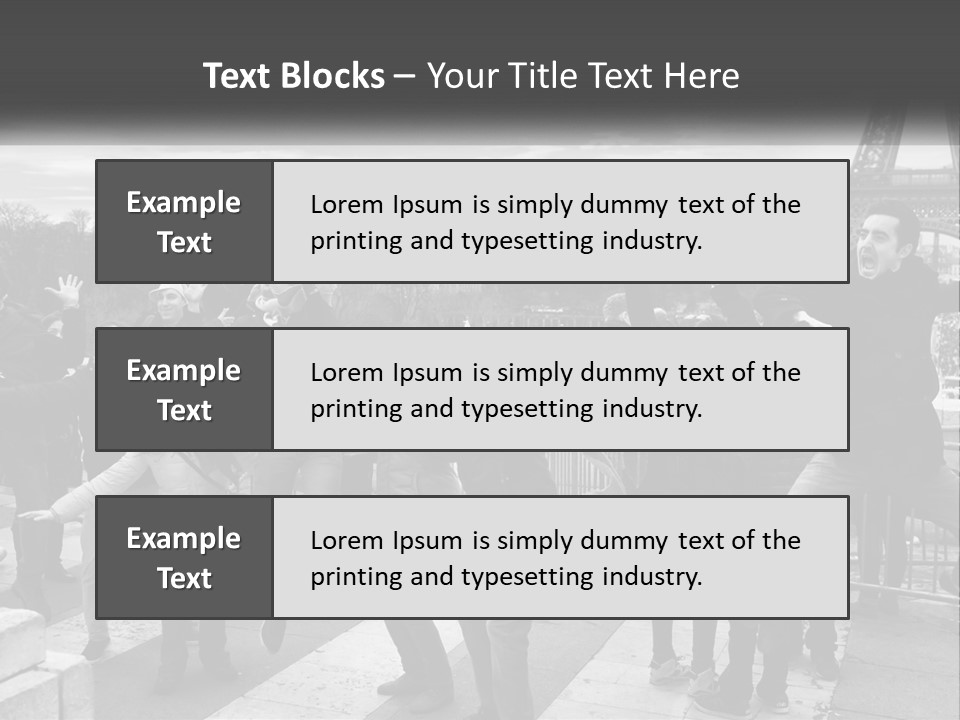 A Group Of People Standing In Front Of The Eiffel Tower PowerPoint Template