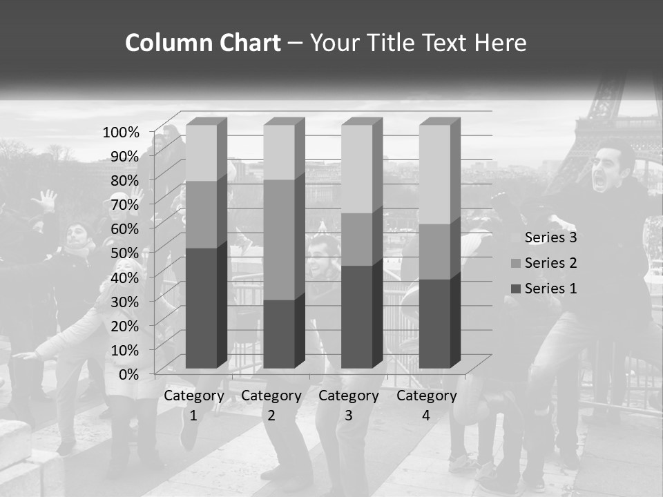 A Group Of People Standing In Front Of The Eiffel Tower PowerPoint Template