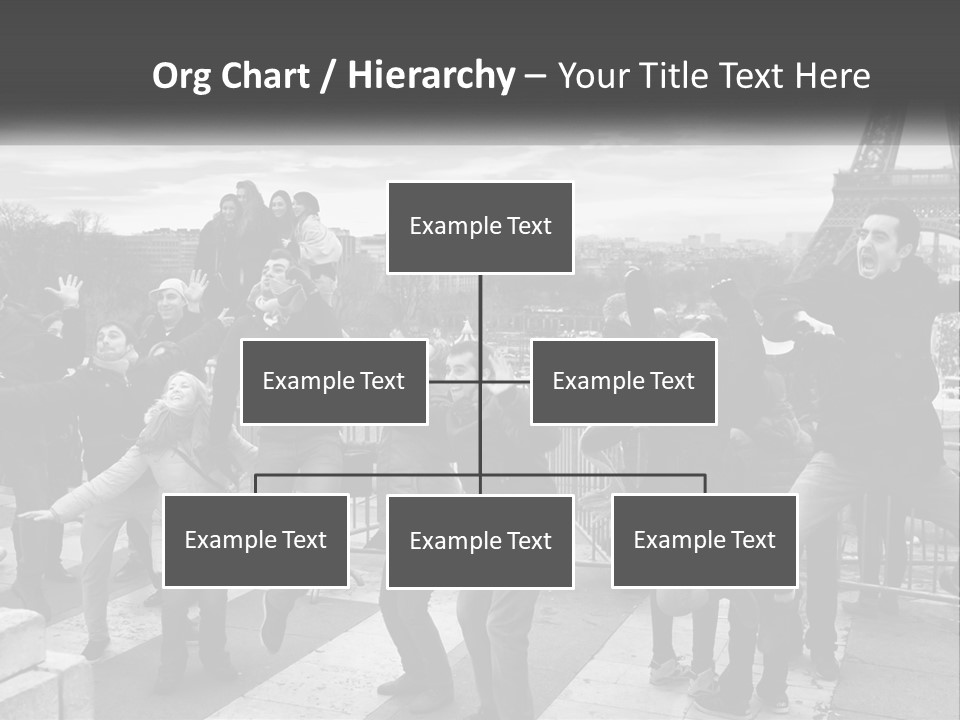 A Group Of People Standing In Front Of The Eiffel Tower PowerPoint Template