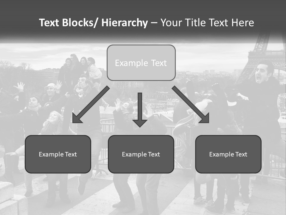 A Group Of People Standing In Front Of The Eiffel Tower PowerPoint Template