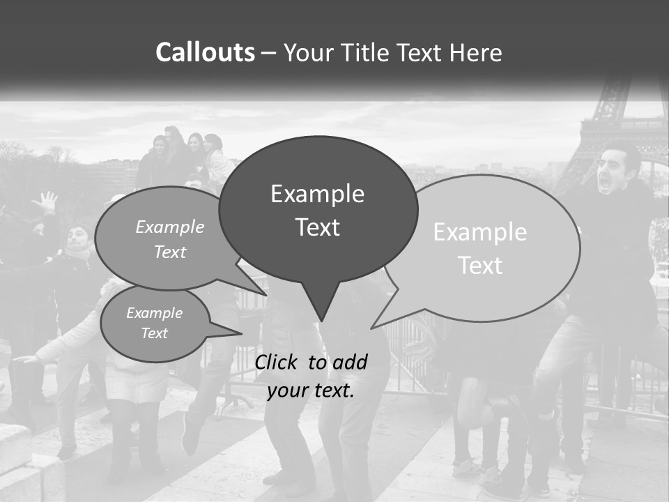 A Group Of People Standing In Front Of The Eiffel Tower PowerPoint Template