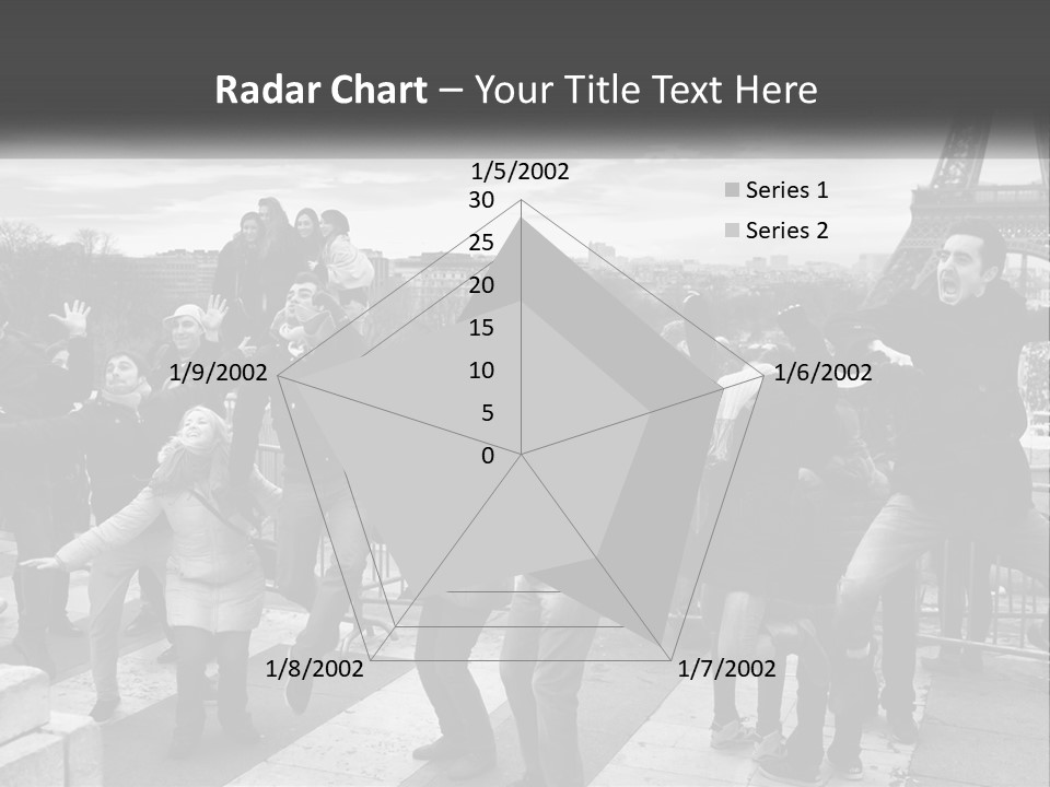 A Group Of People Standing In Front Of The Eiffel Tower PowerPoint Template