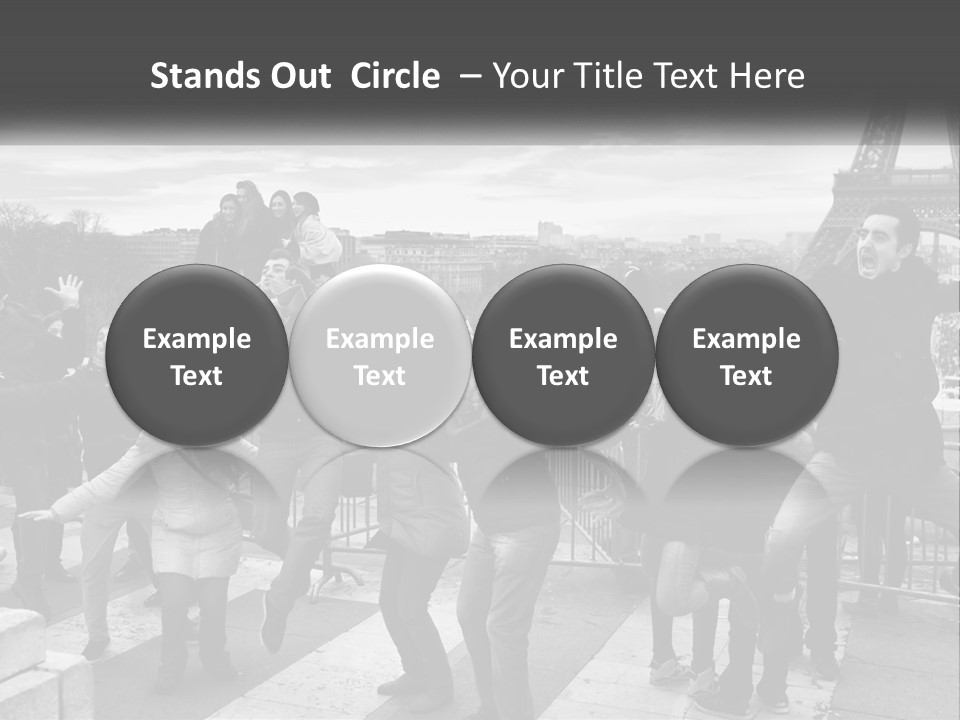 A Group Of People Standing In Front Of The Eiffel Tower PowerPoint Template