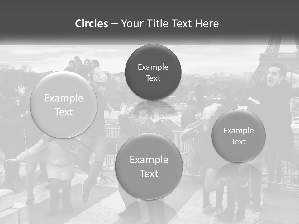 A Group Of People Standing In Front Of The Eiffel Tower PowerPoint Template