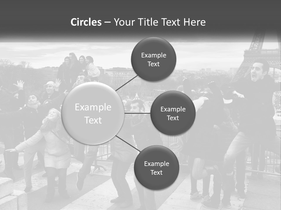 A Group Of People Standing In Front Of The Eiffel Tower PowerPoint Template