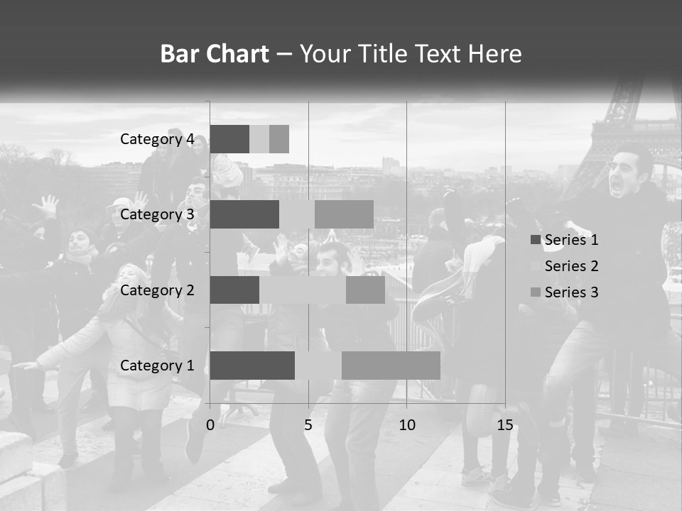 A Group Of People Standing In Front Of The Eiffel Tower PowerPoint Template