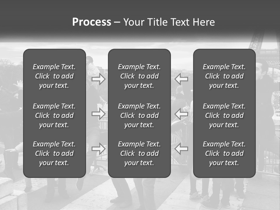 A Group Of People Standing In Front Of The Eiffel Tower PowerPoint Template