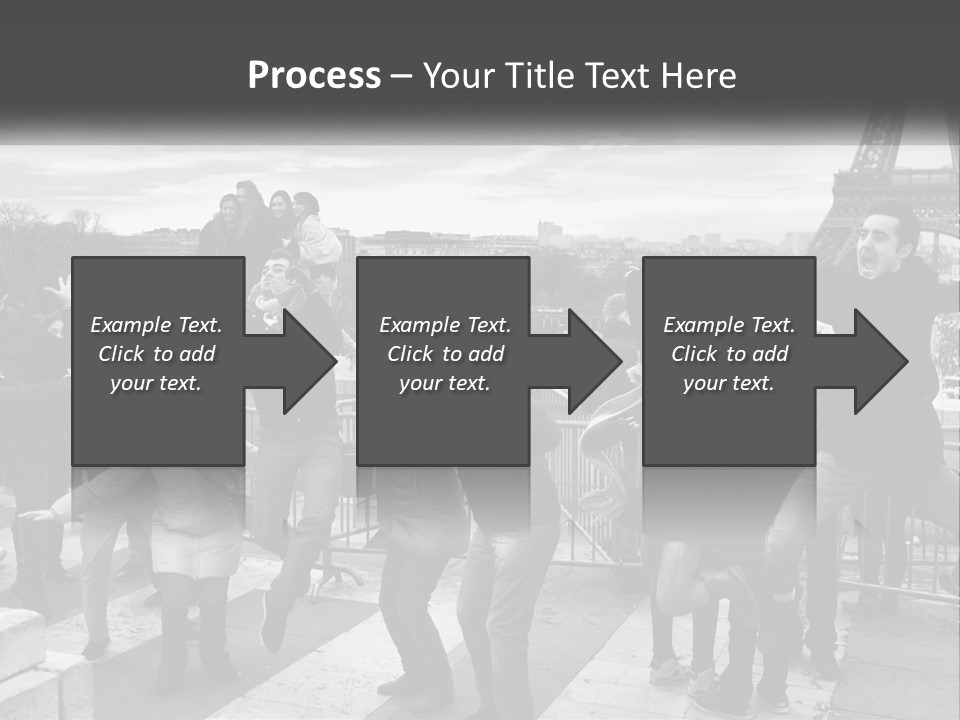 A Group Of People Standing In Front Of The Eiffel Tower PowerPoint Template