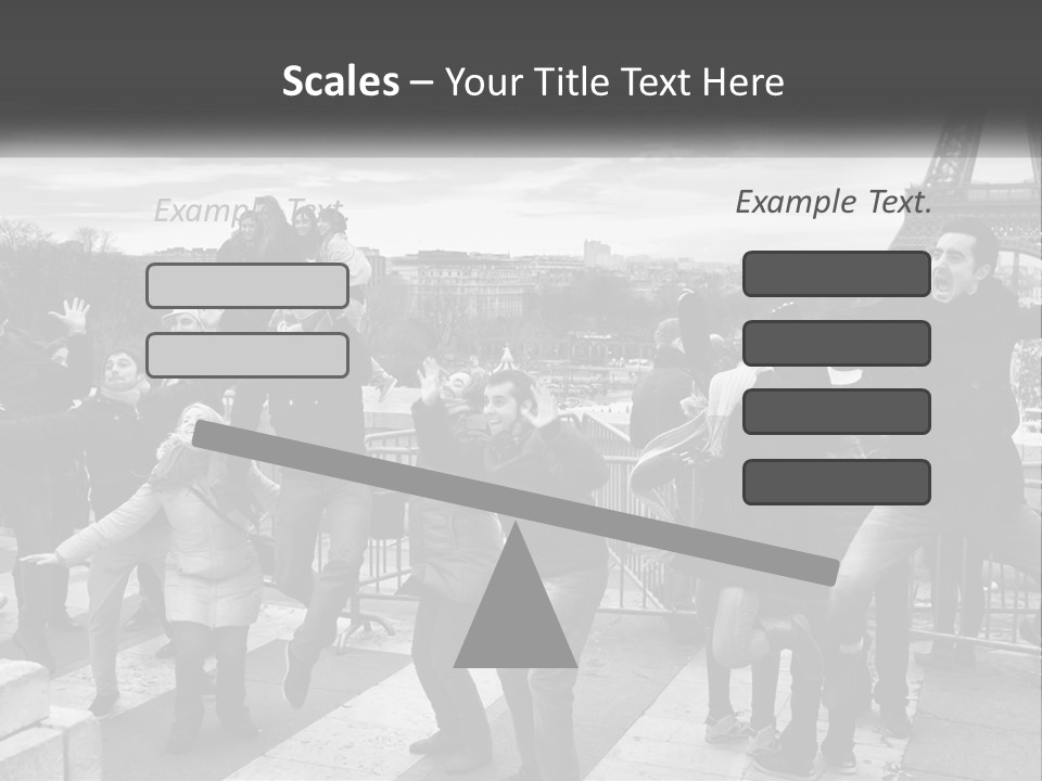 A Group Of People Standing In Front Of The Eiffel Tower PowerPoint Template