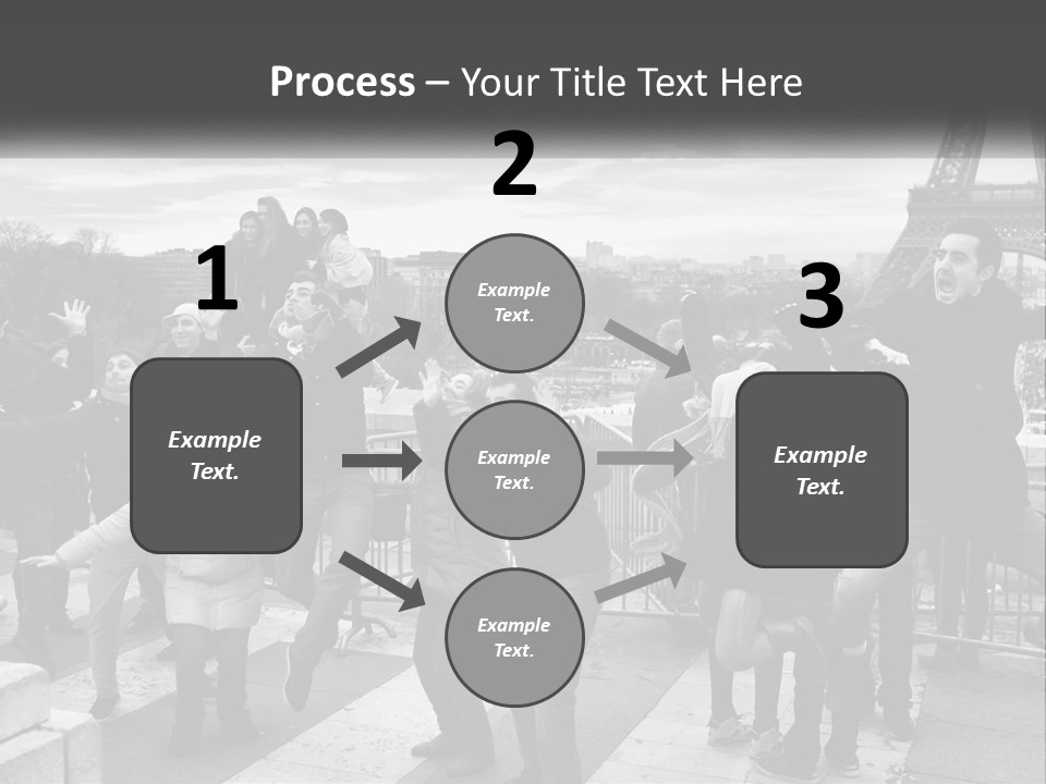 A Group Of People Standing In Front Of The Eiffel Tower PowerPoint Template