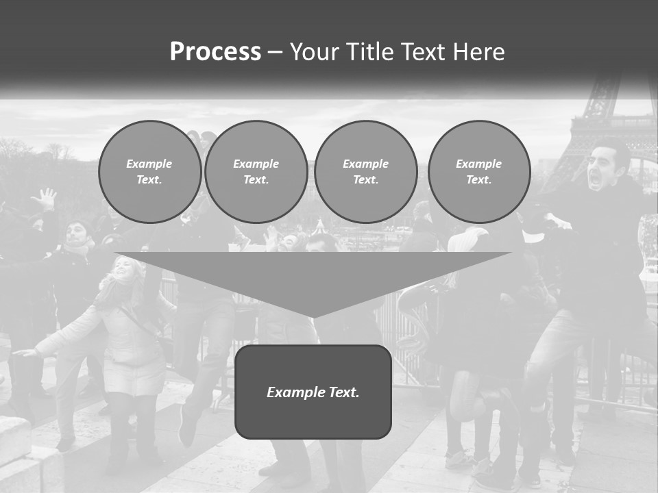 A Group Of People Standing In Front Of The Eiffel Tower PowerPoint Template