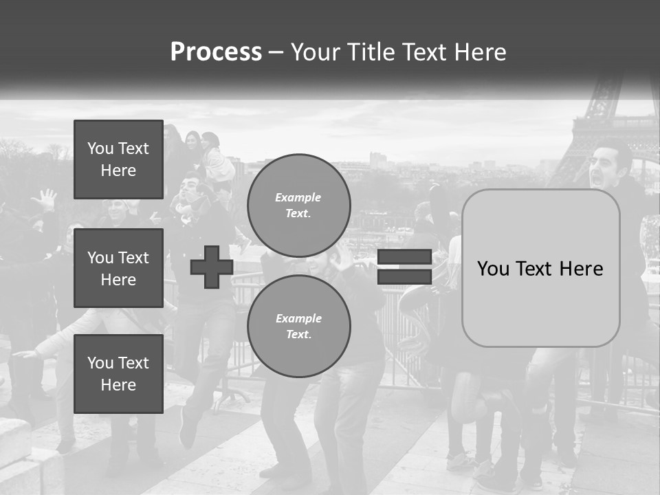 A Group Of People Standing In Front Of The Eiffel Tower PowerPoint Template
