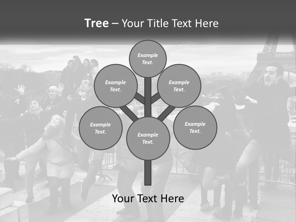 A Group Of People Standing In Front Of The Eiffel Tower PowerPoint Template