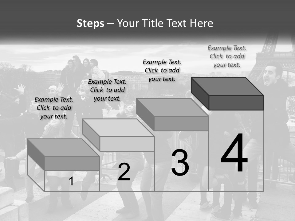 A Group Of People Standing In Front Of The Eiffel Tower PowerPoint Template