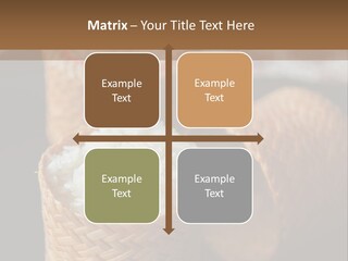 Three Baskets With Rice Inside Of Them On A Table PowerPoint Template