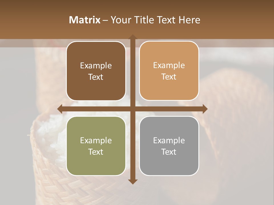 Three Baskets With Rice Inside Of Them On A Table PowerPoint Template