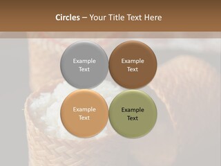 Three Baskets With Rice Inside Of Them On A Table PowerPoint Template