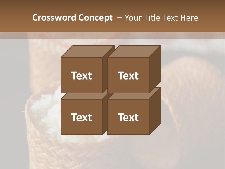 Three Baskets With Rice Inside Of Them On A Table PowerPoint Template