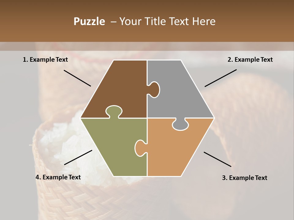 Three Baskets With Rice Inside Of Them On A Table PowerPoint Template