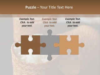 Three Baskets With Rice Inside Of Them On A Table PowerPoint Template