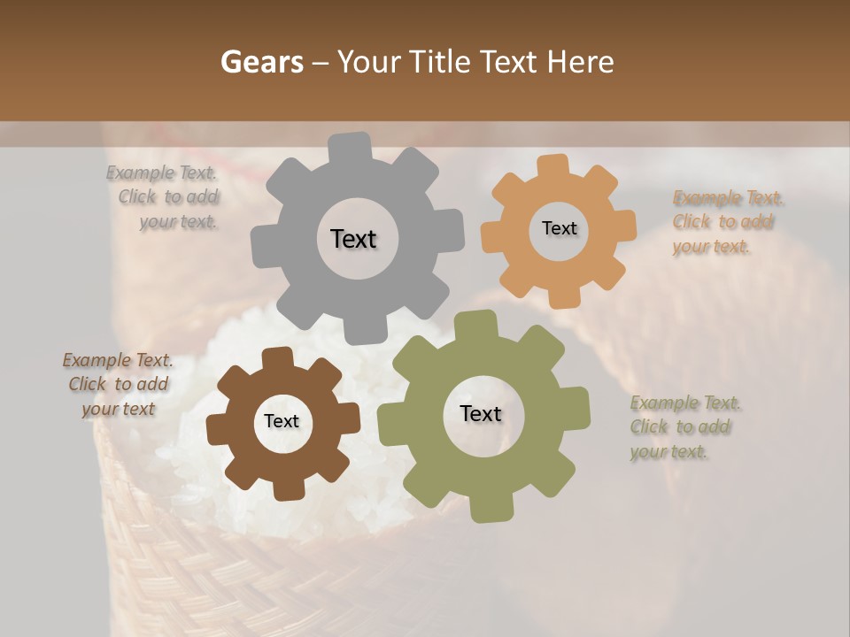 Three Baskets With Rice Inside Of Them On A Table PowerPoint Template