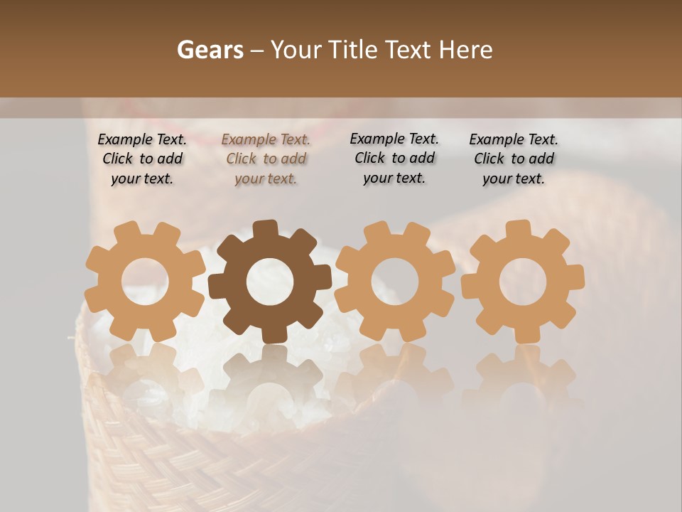 Three Baskets With Rice Inside Of Them On A Table PowerPoint Template