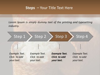 Three Baskets With Rice Inside Of Them On A Table PowerPoint Template