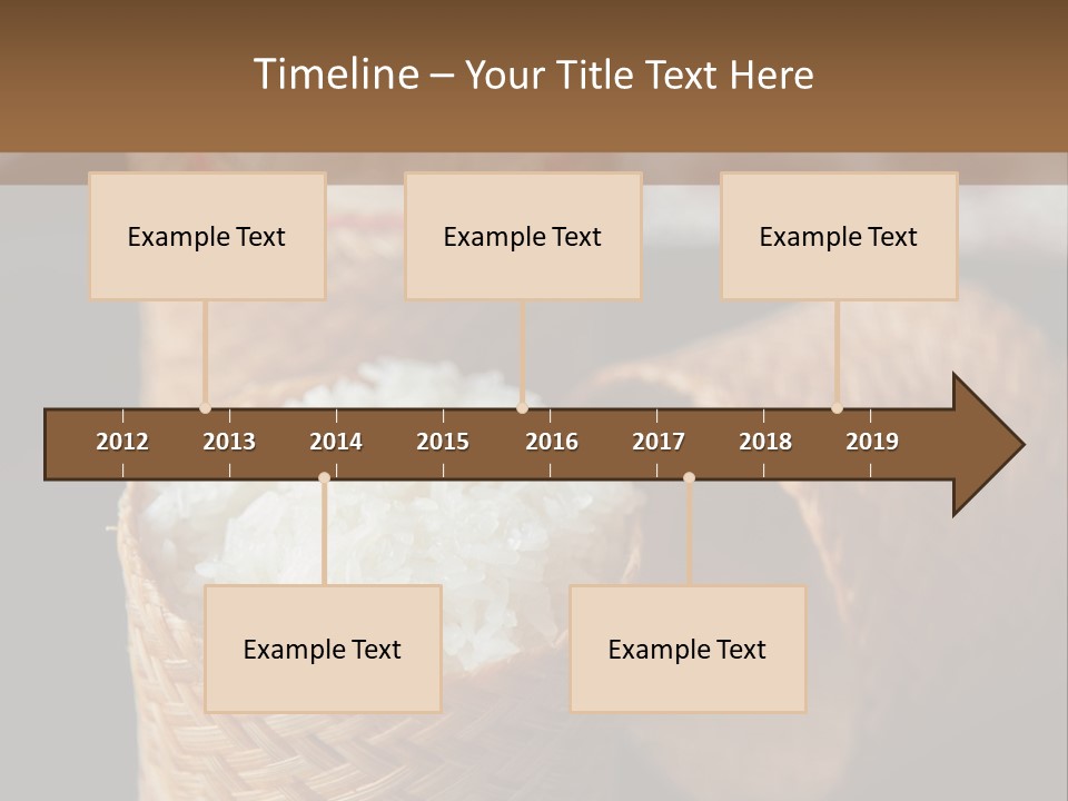 Three Baskets With Rice Inside Of Them On A Table PowerPoint Template