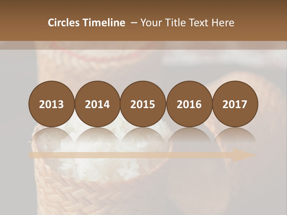 Three Baskets With Rice Inside Of Them On A Table PowerPoint Template