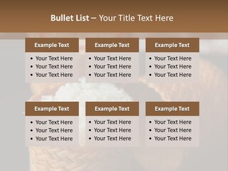 Three Baskets With Rice Inside Of Them On A Table PowerPoint Template