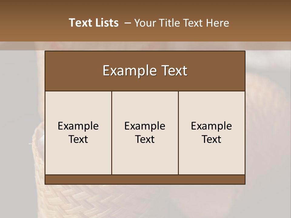 Three Baskets With Rice Inside Of Them On A Table PowerPoint Template