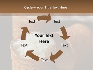 Three Baskets With Rice Inside Of Them On A Table PowerPoint Template