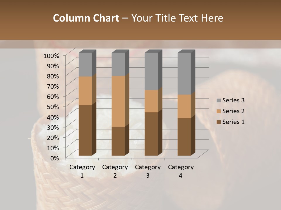 Three Baskets With Rice Inside Of Them On A Table PowerPoint Template
