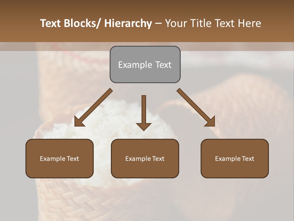 Three Baskets With Rice Inside Of Them On A Table PowerPoint Template