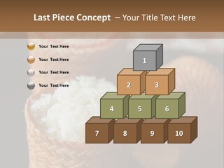 Three Baskets With Rice Inside Of Them On A Table PowerPoint Template