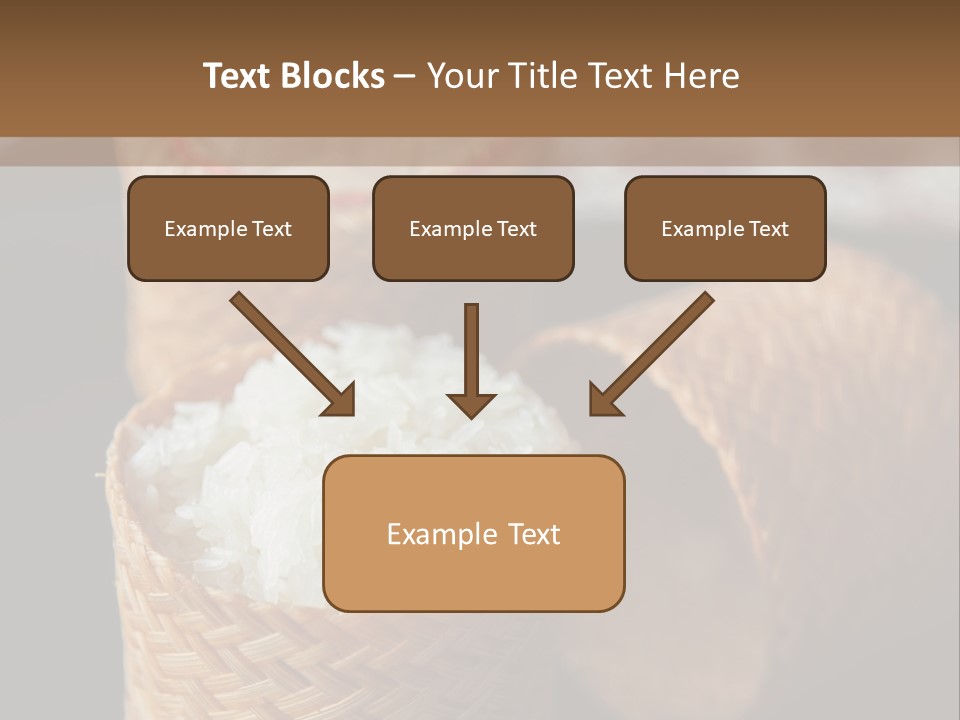 Three Baskets With Rice Inside Of Them On A Table PowerPoint Template